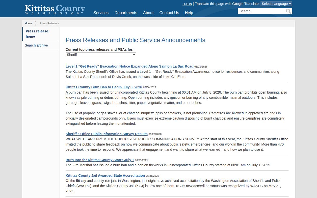 Kittitas County crime news and official press records